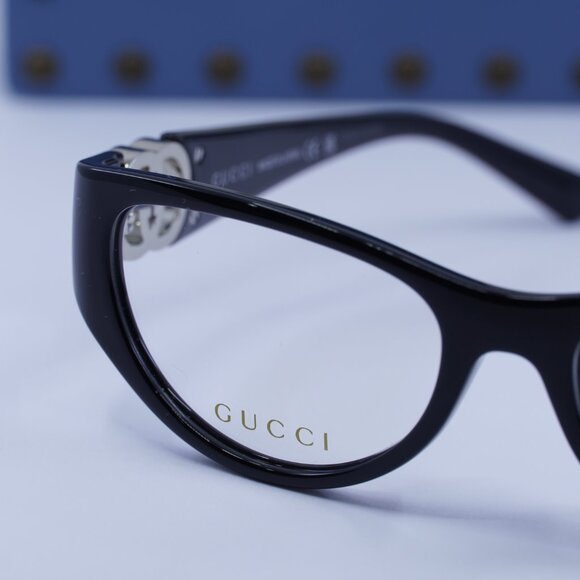 Gucci GG1825O 001 Cat Eye Eyeglasses - Shiny Black 54mm - Picture 8 of 10